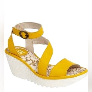Fly London Yellow Wedge Sandals